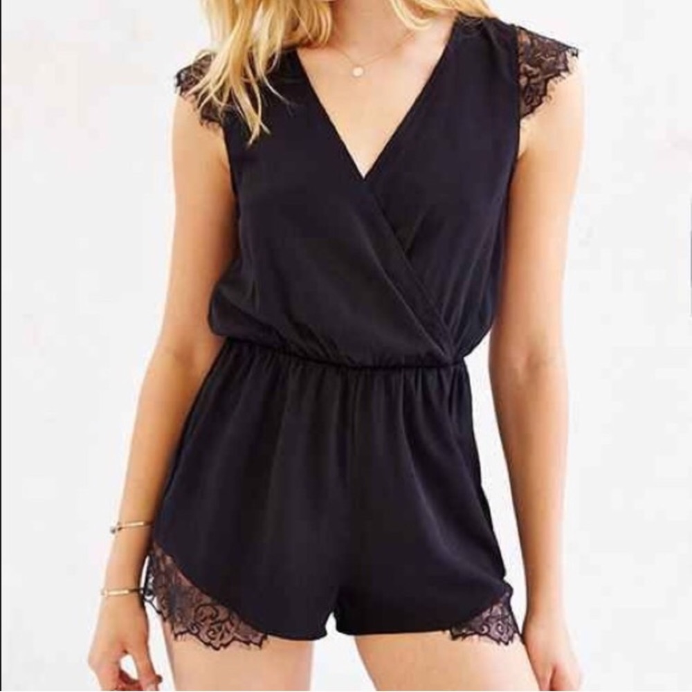 Kimchi Blue Black Lace Trim Romper